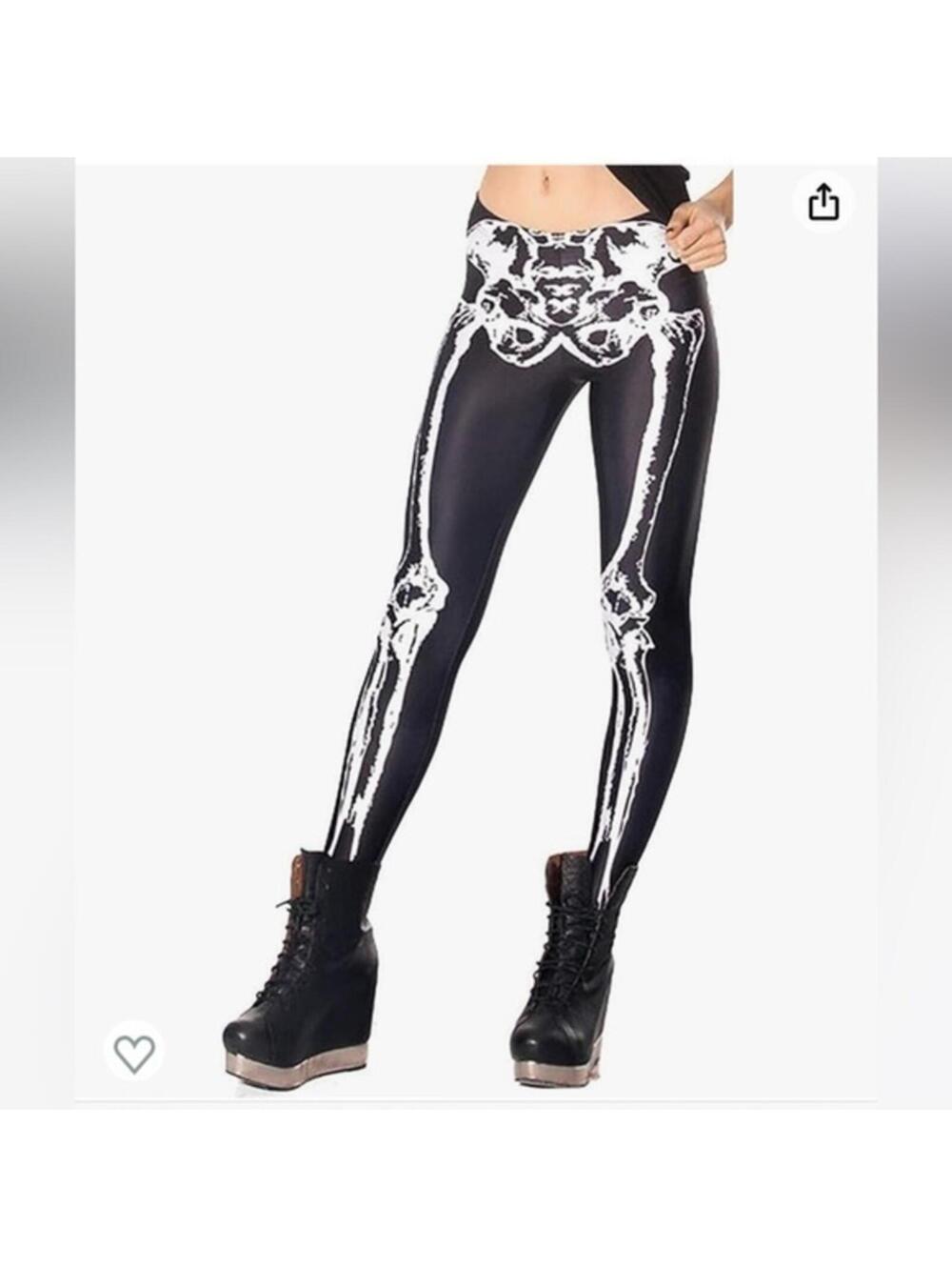 Black Skeleton in White Leggings
